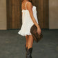 KRISTIA FLOUNCE RUFFLE MINI DRESS - PEARL