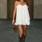 KRISTIA FLOUNCE RUFFLE MINI DRESS - PEARL