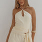 LAURA HALTER KEYHOLE TOP - BUTTER