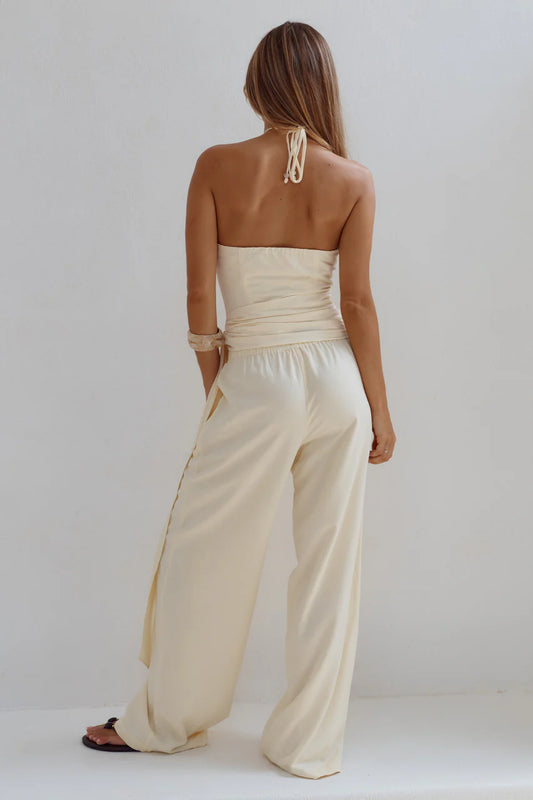YARA ELASTICATED WIDE LEG PANT - BUTTER