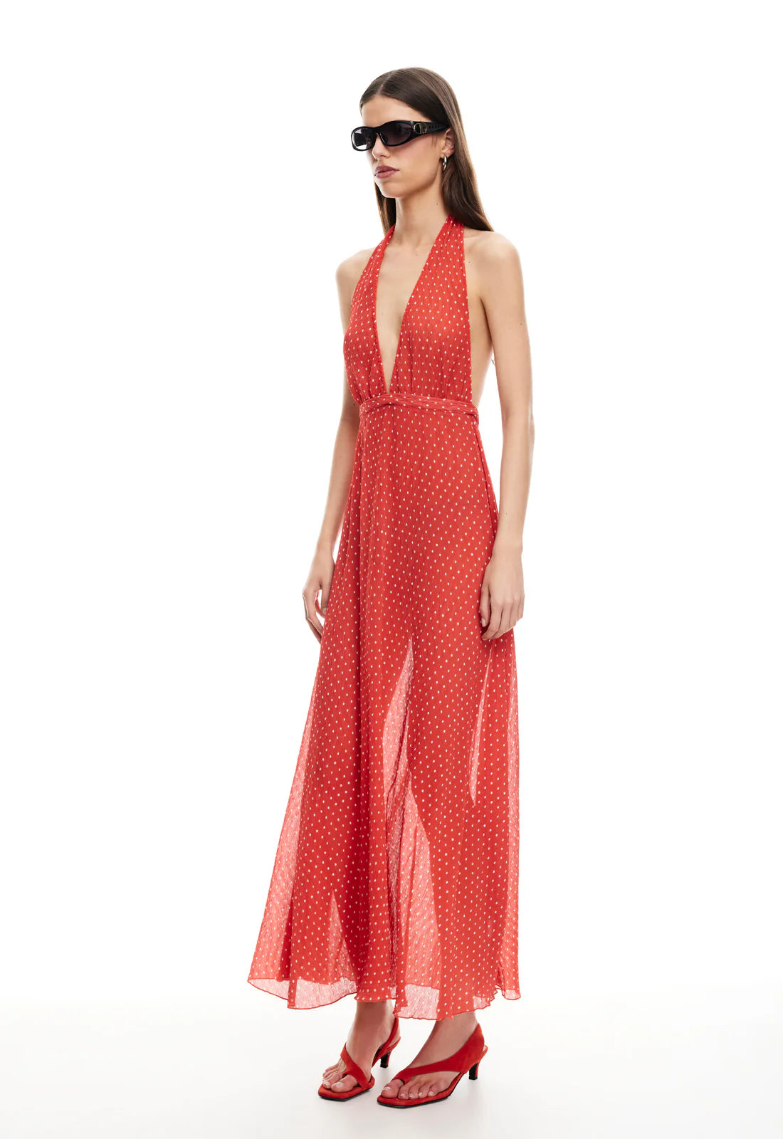 DISTRICT MAXI DRESS - TOMATO POLKA