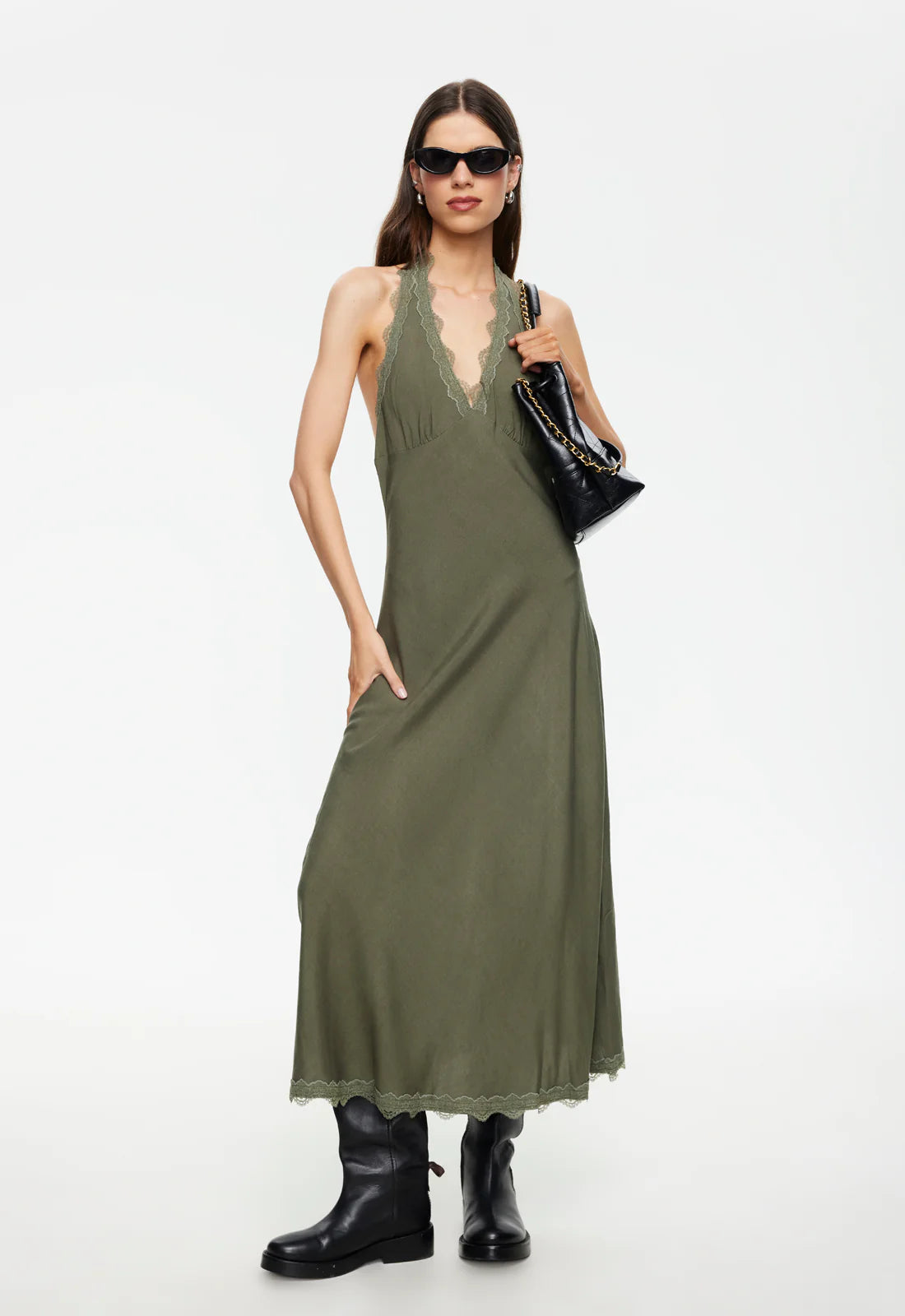 STARS ALIGN MIDI DRESS - KHAKI