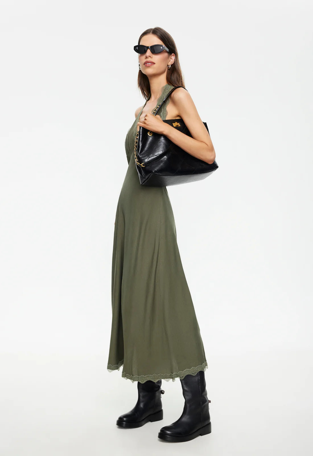 STARS ALIGN MIDI DRESS - KHAKI