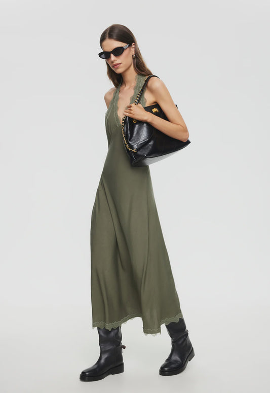 STARS ALIGN MIDI DRESS - KHAKI