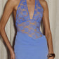 LINA HALTER DRAPED MAXI DRESS - BLUEBELL