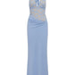 LINA HALTER DRAPED MAXI DRESS - BLUEBELL