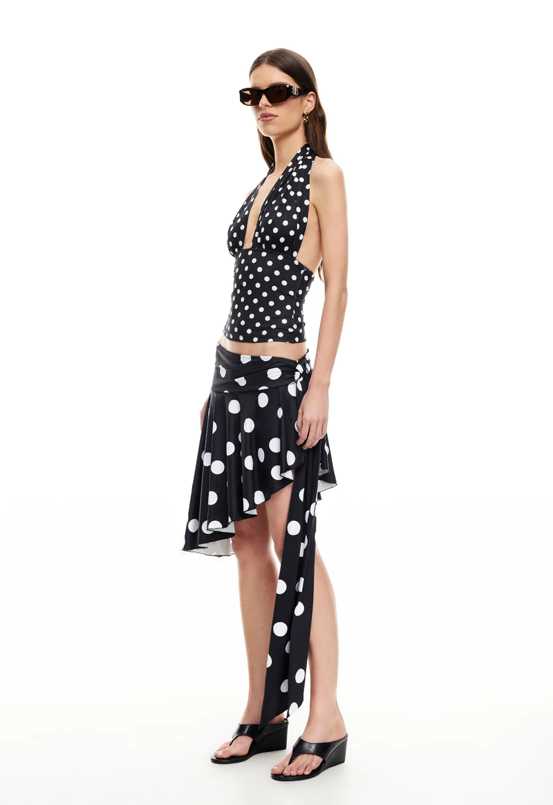 SAFARI MIDI SKIRT - NOIR POLKA