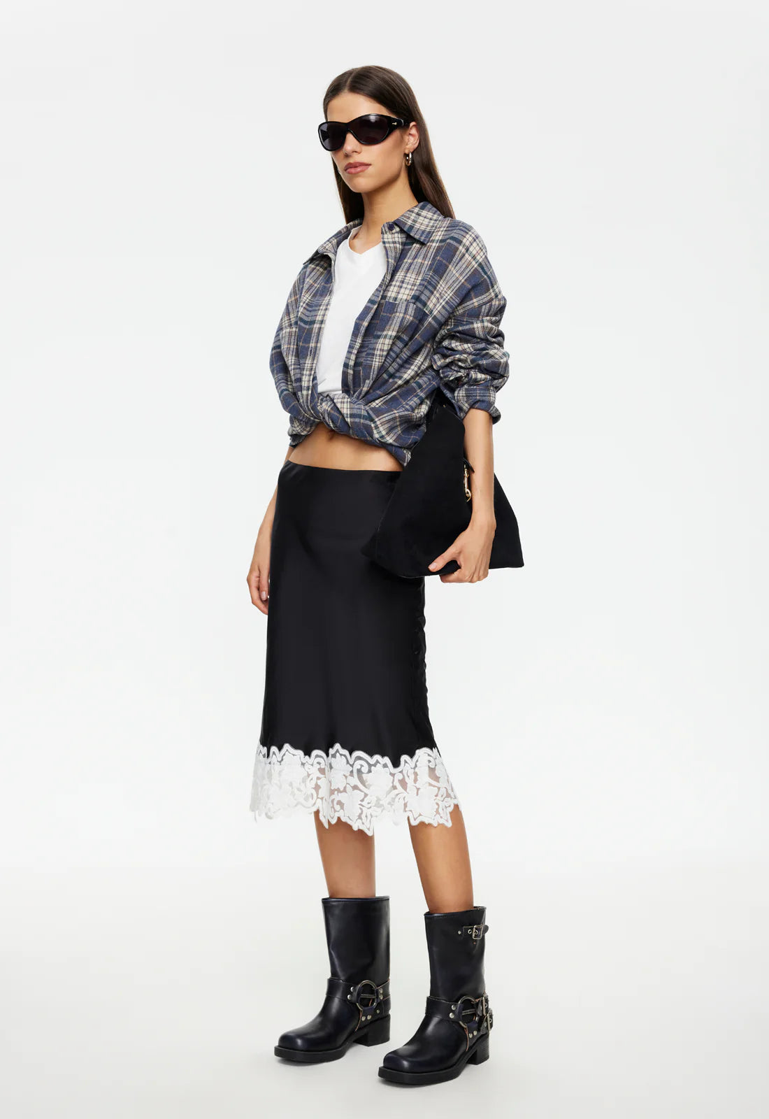 ANCHORED MIDI SKIRT - NOIR