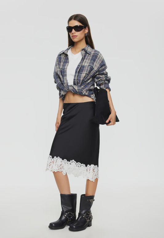 ANCHORED MIDI SKIRT - NOIR