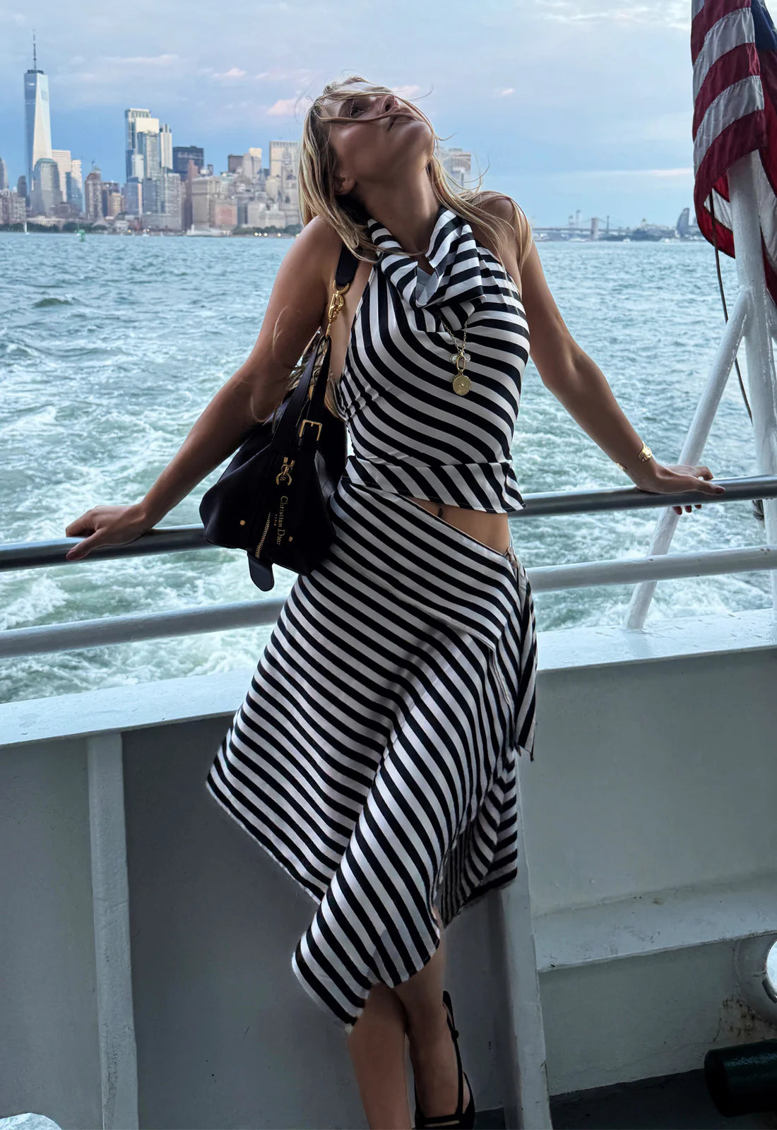 ALLURE MIDI SKIRT - CREAM STRIPE