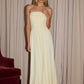 MALONE RUCHED STRAPLESS MAXI DRESS - LEMON