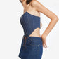 CROPPED DENIM CORSET - BLUE