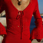 MILAH V-NECK KNIT MINI DRESS - RED