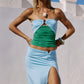 NAYA KEYHOLE STRAPLESS TOP - BLUE MULTI