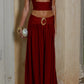 NIVALI DRAPED WAIST MAXI SKIRT - CHERRY
