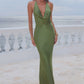 POSEY LOW PLUNGE MAXI DRESS - OLIVE