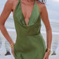 POSEY LOW PLUNGE MAXI DRESS - OLIVE
