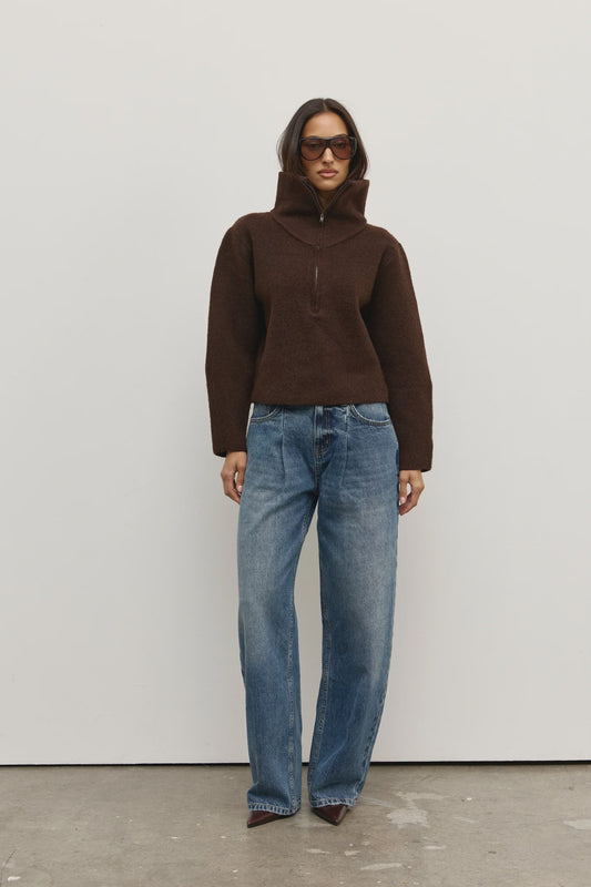 Riva Quarter Zip - Chocolate