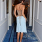 Olena Low Waist Midi Skirt - Sky Blue