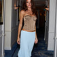 Olena Low Waist Midi Skirt - Sky Blue
