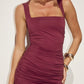 SHARNI RUCHED MIDI DRESS - PLUM