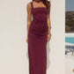 SHARNI RUCHED MIDI DRESS - PLUM