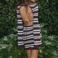 SUKI LONG SLEEVE KNIT MINI DRESS - CHOCOLATE/BLUE