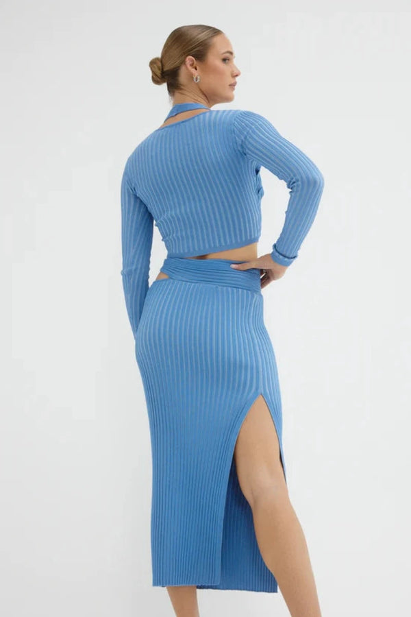 INTWINE KNIT SKIRT - BLUE