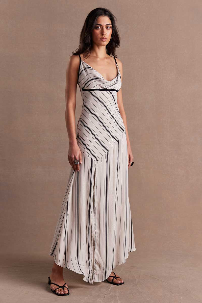 ELEMENTAL COWL DRESS - ECRU / BLACK