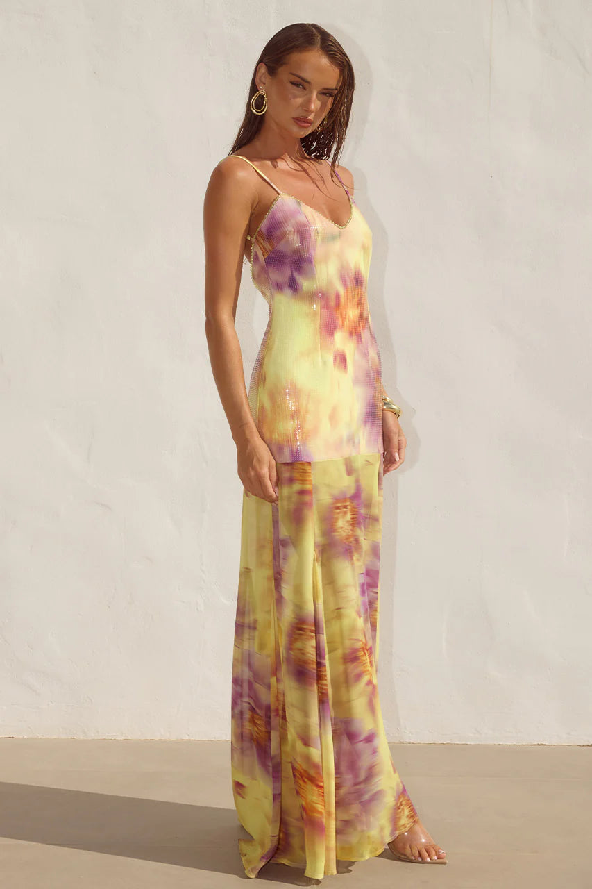 TULIA LOW BACK MAXI DRESS - SURI YELLOW