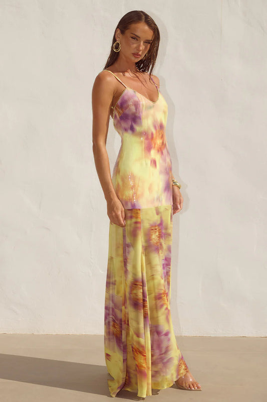 TULIA LOW BACK MAXI DRESS - SURI YELLOW