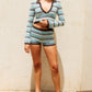 XYLA LOW WAIST KNIT HOT SHORTS - XYLA CHOCOLATE STRIPE