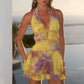 XYLIA HALTER LOW PLUNGE MINI DRESS - SURI YELLOW
