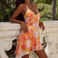 ZANZI HALTER ASYMMETRIC MINI DRESS - CORALI ORANGE