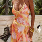 ZANZI HALTER ASYMMETRIC MINI DRESS - CORALI ORANGE