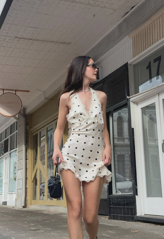 STARS ALIGN MINI DRESS - CREAM POLKA