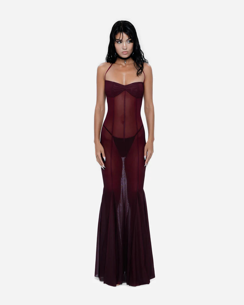 Siren Maxi Dress - Wine Red