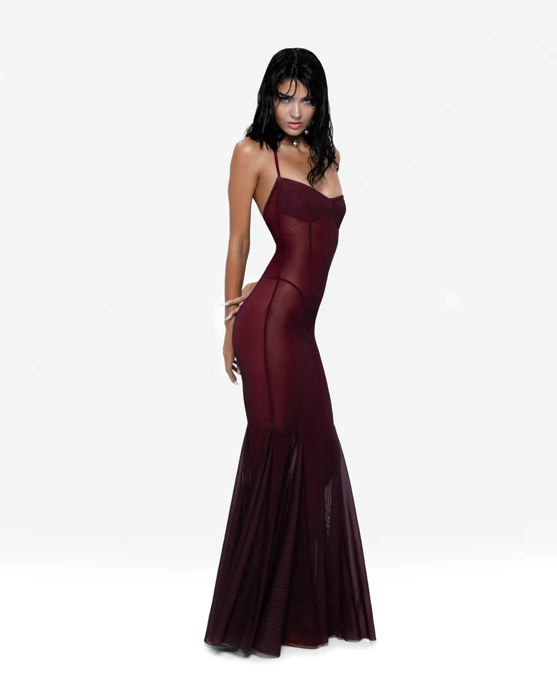 Siren Maxi Dress - Wine Red
