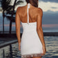 LIA HALTER SCOOP MINI DRESS - WHITE