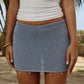ARIYA LOW RISE KNIT MINI SKIRT - SKY BLUE METALLIC