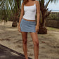 ARIYA LOW RISE KNIT MINI SKIRT - SKY BLUE METALLIC