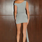 RIAH TIE FRONT MINI DRESS - GREY