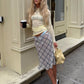 SHORELINE MIDI SKIRT - BEIGE PLAID