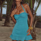 WAKE HALTER MINI DRESS - OCEAN
