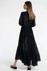 Woman in Bow & Arrow Alice Sheer Maxi Dress Black