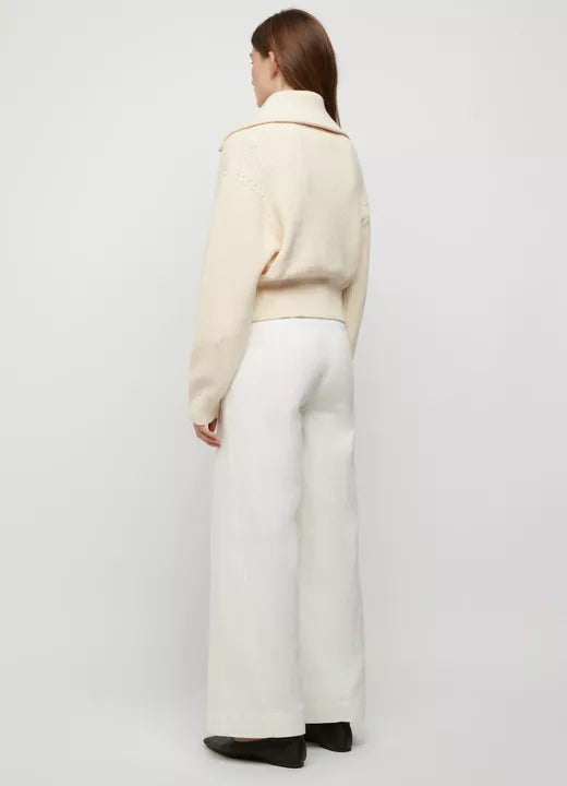 Astrid Double Zip Cotton Cardigan - Oatmeal