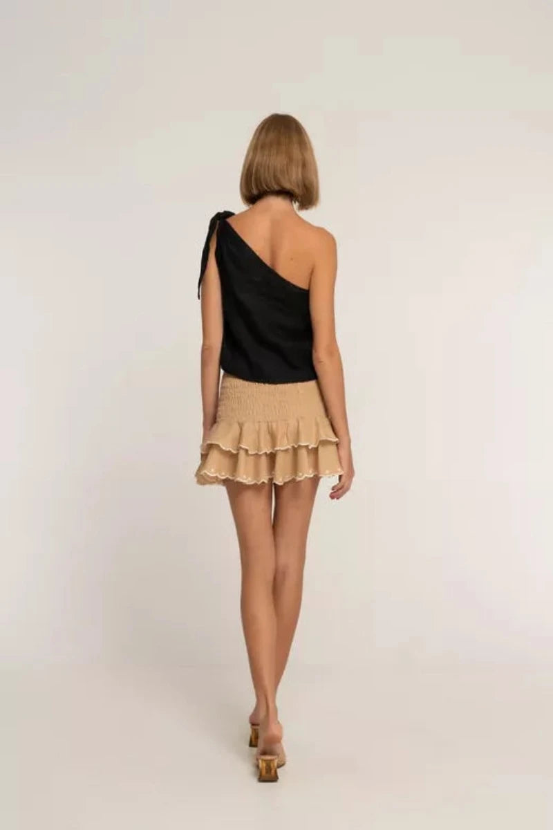 GOLDIE ONE SHOULDER TOP / NOIR