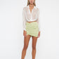 Anja Silk Crinkle Wrap Top / White