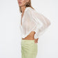 Anja Silk Crinkle Wrap Top / White