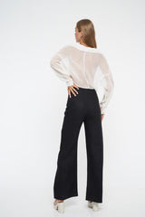 Margot Linen Flare pant / Black